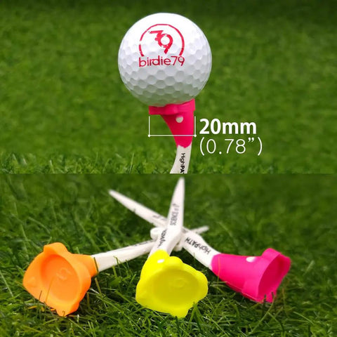 Five Degree Launch Angle Golf Tee Set With Nine Pack And Adjustable Height Markers, Boost Distance, Cut Hooks And Slices, High Visibility, Stable Twenty Millimeter Head For Consistent Drives And Easy Setup displayed on grass
