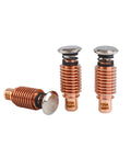 Three 20Pcs 220971 And 20Pcs 220975 Electrodes 125A Nozzle Tips for PMX125 Plasma Cutter shown in copper and steel.