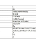 Specifications table for Slick Portable Digital Durometer And Impact Hardness Tester With Wireless Print Function for metals.