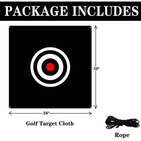 Package includes Golf Target Cloth 5x5 Practice Backstop For Driving Range And Indoor Outdoor Hit Training Aid with rope