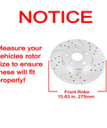 Front Brake Kit With Drilled And Slotted Disc Rotors And Ceramic Brake Pads For 2009 2019 Toyota Corolla 10.83in diameter detail