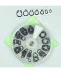 70 Piece External Retaining Circlips E Clip Set Carbon Steel Assortment Kit displayed in a circular case