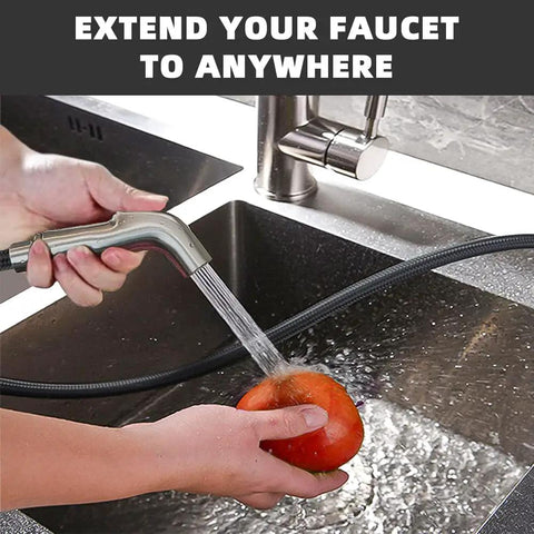 Universal Kitchen Sink Sprayer Replacement With Hose And Holder, Pull Out Spray Head In Brushed Nickel, washing a tomato