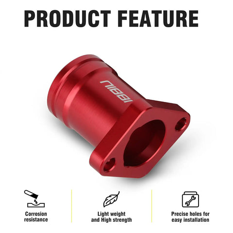 Red aluminum intake manifold for Predator 212, improves stability, reduces air resistance, corrosion resistant, for go-karts.
