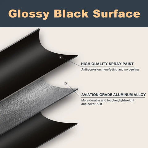 50 Pack Deck Balusters, 32.25 Inch Long 1 Inch Wide Curve Metal Spindles For Outdoor Deck Rails, glossy black aluminum detail