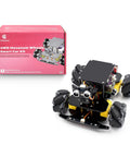 Toy kit: Adeept 4WD Mecanum Wheel Smart Car for Raspberry Pi; pink box and black four-wheeled robot chassis