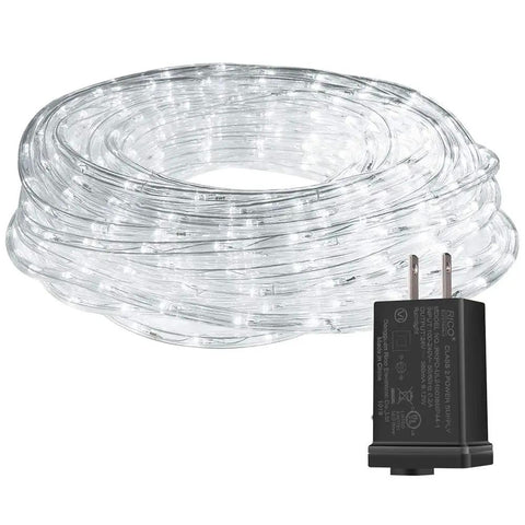 Coiled 100ft 720 LED Rope Lights Low Voltage 24V Waterproof for Indoor Outdoor Lit Mood Lighting on Trees, Bridges, Eaves, Pools, and Weddings