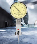Pro Grade Dial Test Indicator 0 to 0.8mm Range with 0.01mm Precision, Dovetail Mount, 180 Degree Rotatable Probe in urban background