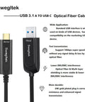 Heavy Duty 65 Foot Fiber Optic USB A To C Active Cable Cranks 10gbps Sync Speeds For Rip Through Media Uploads And Zero Lag Gaming Without Dead Weight Or Snappy Drops with USB connectors