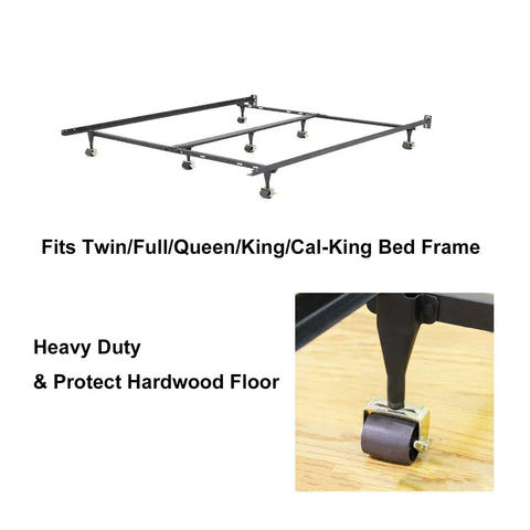 Heavy Duty Bed Frame Casters With Locking Wheels, Beefed Up 4 Pack, Steel Stem Rollers With Socket Sleeves, shown installed