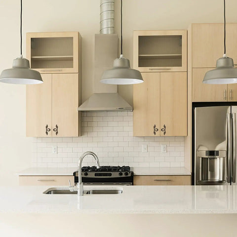 Modern kitchen with 4 Pack Zinc Alloy Cabinet Handles Set With Vintage Wardrobe Drawer Pulls Built To Last Rustproof Cupboard Door Knobs