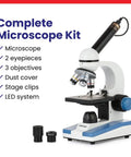 Student Biological Compound Microscope With Cordless LED Illumination, 40X To 1000X Magnification, all-metal frame and accessories