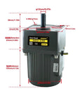 Heavy Duty 40W Micro AC Gear Motor With Sleek 12MM Shaft, 5GU-15K model, dimensions labeled for compact projects.
