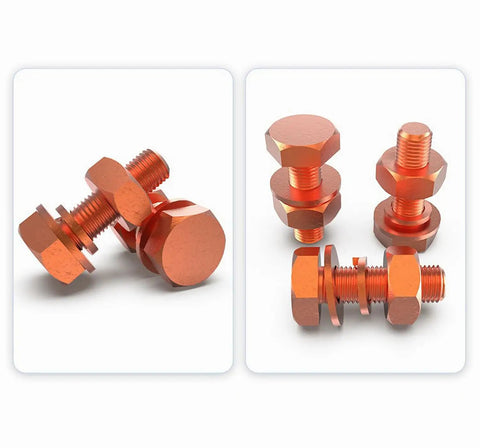 M8 Hex Bolts Nuts Washer Kit With 2 Hex Bolts 2 Nuts 2 Flat Washers And 2 Spring Lock Washers In Pure Copper T2 Conductive Material