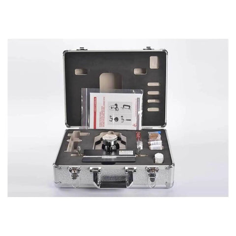 No Brainer Portable Digital Hardness Tester Featuring Beefy Magnetic Mount For Steel Pipes Tubes And Plates in open case with tools and instructions.