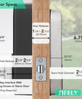 Measuring dimensions for built-in WiFi fingerprint smart deadbolt with keypad keyless entry lock for home and Airbnb.