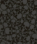 Black Flocked Skulls Wallpaper With Barbara Hulanicki Style, Totally Edgy Gothic Vibe For Accent Walls, Paste-The-Wall Installation