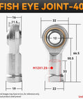 Cylinder Fisheye Joint Bearing With Internal Gear Universal Joint Ball Head Go-To Connecting Rod For Pneumatic SC 40 Cylinder Heavy Duty Iron Construction Durable Fit For Robotics CNC And Automation Projects, SC-40 dimensions