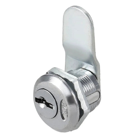 Beefed-Up Offset Cam Lock For Cabinets And Drawers, 5/8 Inch Cylinder, Chrome Zinc Alloy, No. 10 Cam, Durable Locking Hardware, Keyed Differently