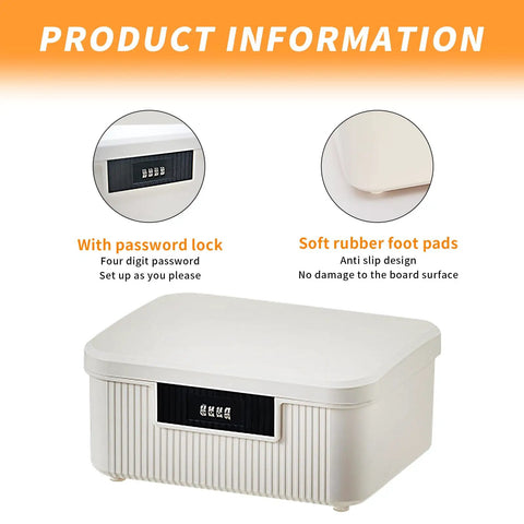Solid Heavy Duty Lockable Storage Container Bin With Easy Combo Lock Secure File Organizer Box For Home Office Gear Built Tough Plastic Tote In White Finish