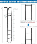 Premium Aluminum Exterior RV Ladder 7 Step For Travel Trailers Universal Outdoor Ladder Lightweight Yet Heavy Duty Rust Resistant Easy Install Supports Up To 250 Pounds dimensions diagram with roof mount and stand-off