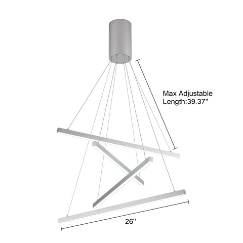 Modern LED Linear Pendant Chandelier With Dimmable Four Lights, Adjustable Wire Design For A DIY Custom Look, Cool White 6000K
