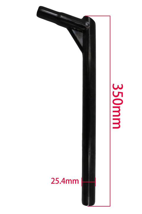 Beefy Steel BMX Seat Post 25.4mm Diameter, 350mm Length, Built Tough For Street And Park Rides With Strong Clamp And Smooth Height Adjustment