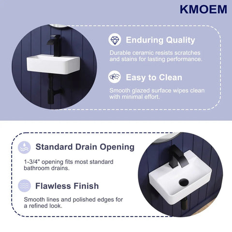 Super Compact Wall Mount Bathroom Vessel Sink In Crisp White Porcelain, Rectangular Floating Vanity Basin Made For Tight Squeezes Rv Cabins And Tiny Homes Zero Countertop Takeover