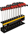 Ball End Hex Key Set With 6 Inch Blades For Angled Access And Tight Spots 10 Piece SAE Inch Wrench Kit With Stand Pro Grade Journeyman Dual Material Handles Rust Resistant Treated Steel Double Ended Keys Klein Tools