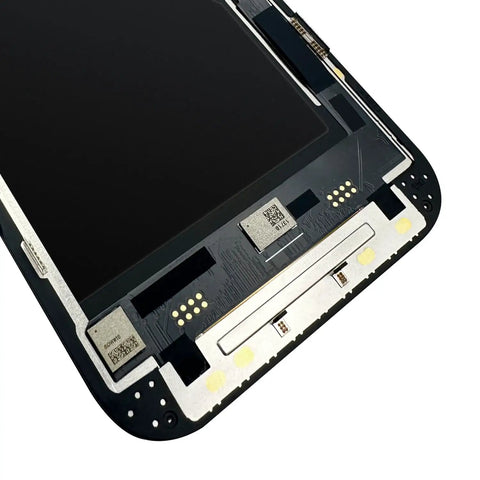 Close-up of IPhone 14 Pro Six Point One Inch LCD Screen Replacement Kit With 3D Touch Digitizer Display Assembly frame components