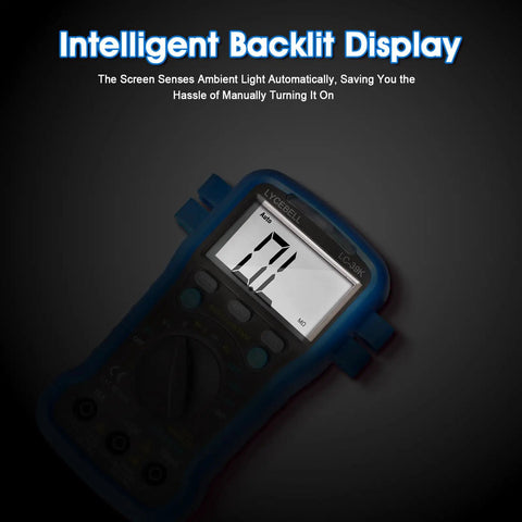 Beefy 4000-Count Auto-Ranging Digital Multimeter Kit with intelligent backlit display showing voltage reading
