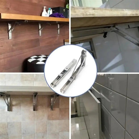 12 Inch Folding Shelf Brackets For Durable Stainless Steel Collapsible Shelves Space Saving Work Table Bracket DIY Mounts