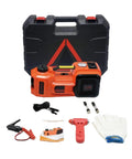 Badass 5 Ton Electric Floor Jack And 3 In 1 Hydraulic Car Lift Kit With Rapid Air Inflator showing pump, accessories, and carrying case.