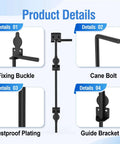 36 Inch Cane Bolt Heavy Duty Gate Drop Rod Latch For Wood Fence Metal Gate Vinyl Fence Ground Fix Floor Latch Black Coating