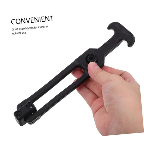 Hand holding Eight Rubber T Handle Hasp Latches Set For Tool Boxes Coolers Machinery And Hoods Durable Flexible Draw Latches