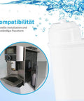 Top Shelf Replacement Water Filters For Siemens Eq6 Eq9 Coffee Machines 4 Pack Compatible With Brita Intenza Tcz7003 Tz70033 next to coffee machine.