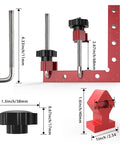 90 Degree Aluminum Alloy Corner Clamps Kit, Heavy Duty Right Angle Clamping Squares For DIY Woodworking, Shelves, Boxes, Frames, Drawers And Cabinets, 5.5 X 5.5 Inches, 4 Pack, red clamp set with size markings