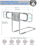 Rock Solid Extended Bed Rail For Seniors Safe Guard Bar With Storage Bag Adjustable Side Rail For King Queen Full Twin Beds