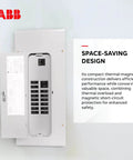 ABB panel with THQL1115 15A single-pole plug-in circuit breaker Q-Line, thermal-magnetic 1P 10kA 240V compact design for load centers.