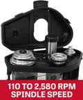 Heavy Duty 15 Inch Mill Drill Shop Beast With 1 Hp Motor showing spindle speed range from 110 to 2,580 RPM.