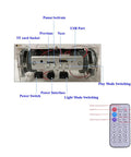 DIY Soldering Practice Kit And Electronic Speaker Build Project showing control panel and remote, transparent acrylic shell