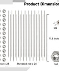 Beaded Garden Stake Craft Kit With 24 Stainless Steel Threaded Rods 12 Inch Long 8 32 Thread Includes Nuts High Precision Threads