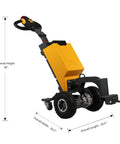 Compact Electric Tow Tractor With 2200 Lbs Load Capacity For Airports And Workshops shown from the side, measuring 48 inches tall.