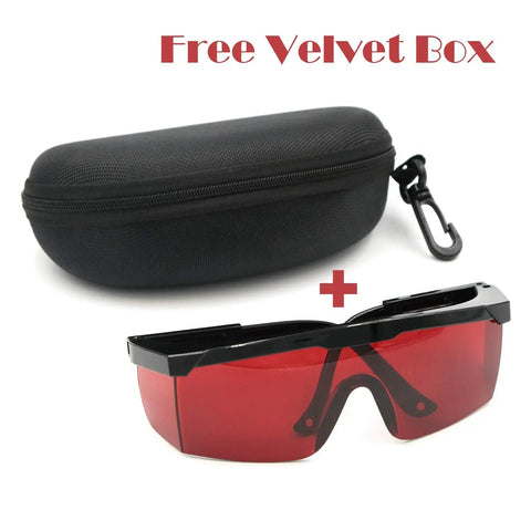 Pro Grade Laser Safety Glasses 2 Pack With Rich Red Lenses For Complete 190Nm To 540Nm Blocking in black case with clip