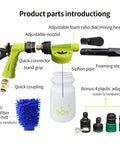 Dope Car Wash Foam Gun For Garden Hose With 6 Levels Of Foam Concentration Adjustable Sprayer Kit shown with parts labeled.