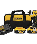 Heavy Duty 20V Compact Impact Wrench Kit Equipped With Brushless Motor And Dual Trigger Control, includes charger and batteries.