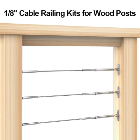 Twenty Pairs One Eighth Inch Cable Railing Kit With Swage Toggle Turnbuckles Adjustable Angle Stainless Steel Hardware