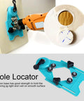Pro Grade Adjustable Hole Saw Guide Jig With Vacuum Base For Precise Drilling 4mm to 80mm shown with drill and suction base on tile