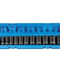 12 Piece Beefy Three Eighth Inch Drive Semi Deep Standard Socket Set In Blow Molded Case With Sizes From Five Sixteenths To One Inch