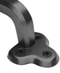 Close-up of Heavy Duty 9 Inch Antique Barn Door Hardware Handle showing black powder-coated cast iron base detail for rustic decor